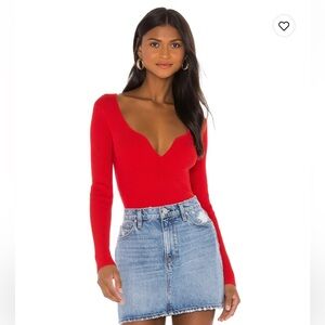 Lovers and Friends V-neck Knit Sweater in Red size XS NWT